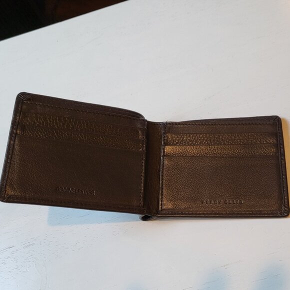 Perry Ellis Leather Bifold Wallet Dark Brown - Picture 3 of 11
